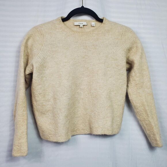 Vince Women's Ribbed Featherweight Mohair Wool Blend Crew Neck Sweater Size S - Picture 3 of 6